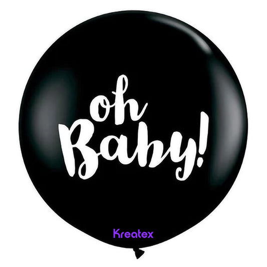 36" Latex Black "Oh Baby" Gender Reveal Balloon