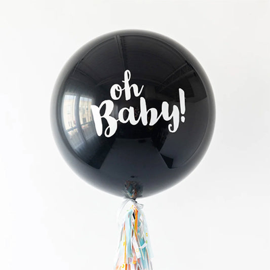 36" Latex Black "Oh Baby" Gender Reveal Balloon